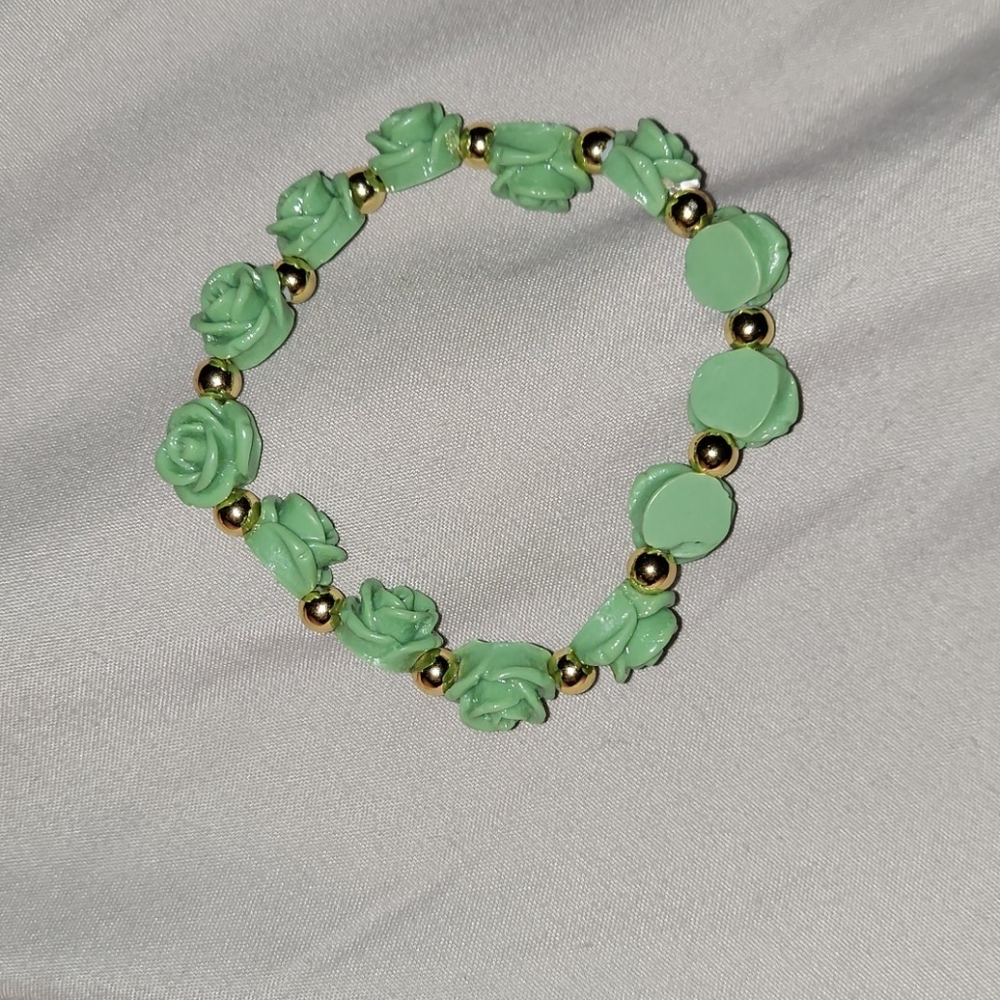 teal rose braclet